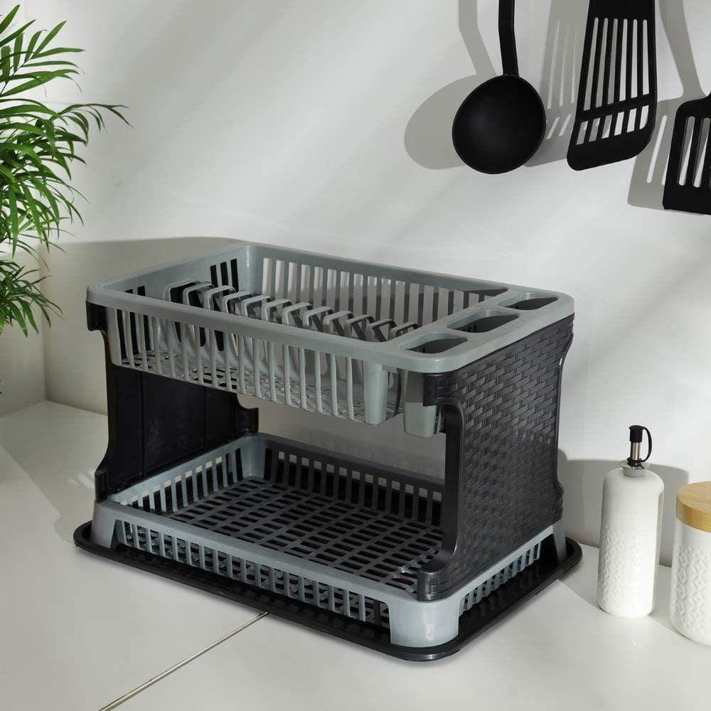 Royalford Home & Kitchen Royalford 2 Layer Rattan Dish Drainer