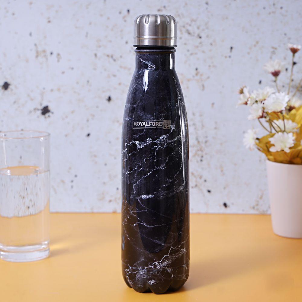 Royalford Home & Kitchen Royalford 500ml SS Marble Vacuum Bottle Black 1x24 - (RF9476)