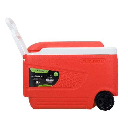 Royalford Outdoor Royalford 45L Insulated Trolley Ice Cooler Box- Red