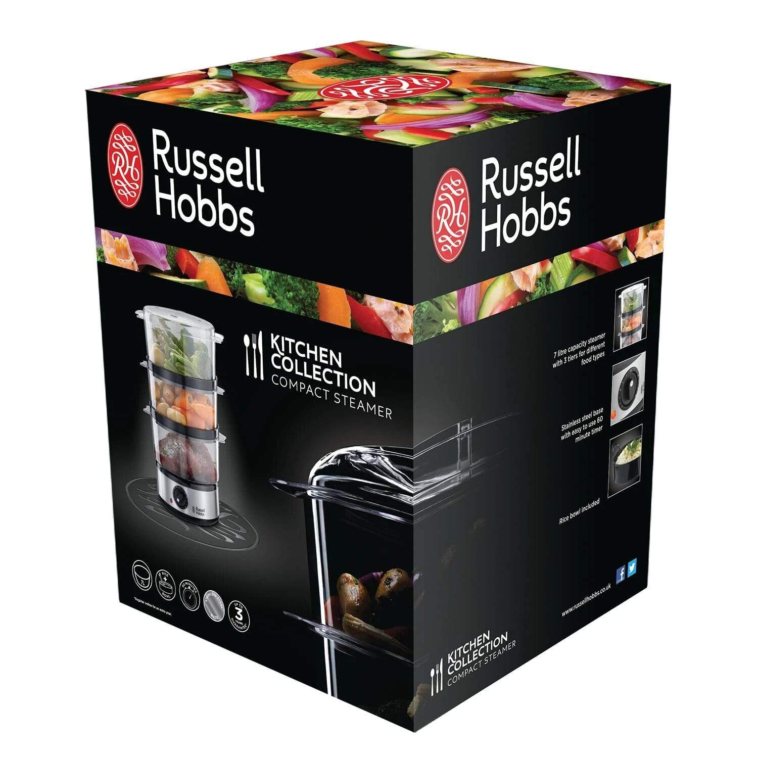 RUSSELL HOBBS COMPACT 3 TIER FOOD STEAMER 14453