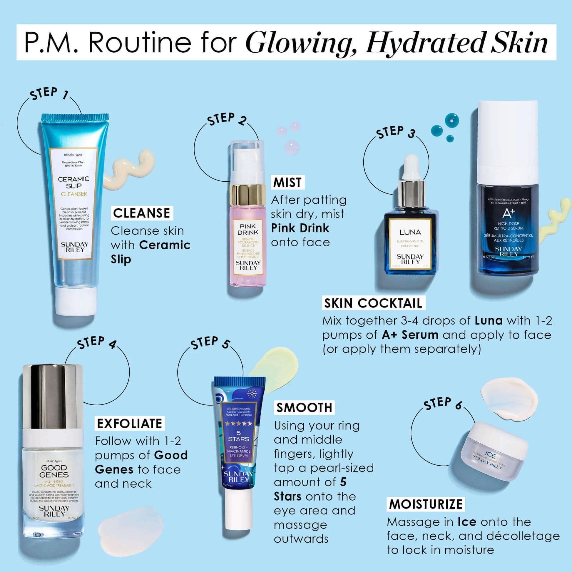 Sunday Riley Go To Bed With Me Complete Evening Routine Skincare Set