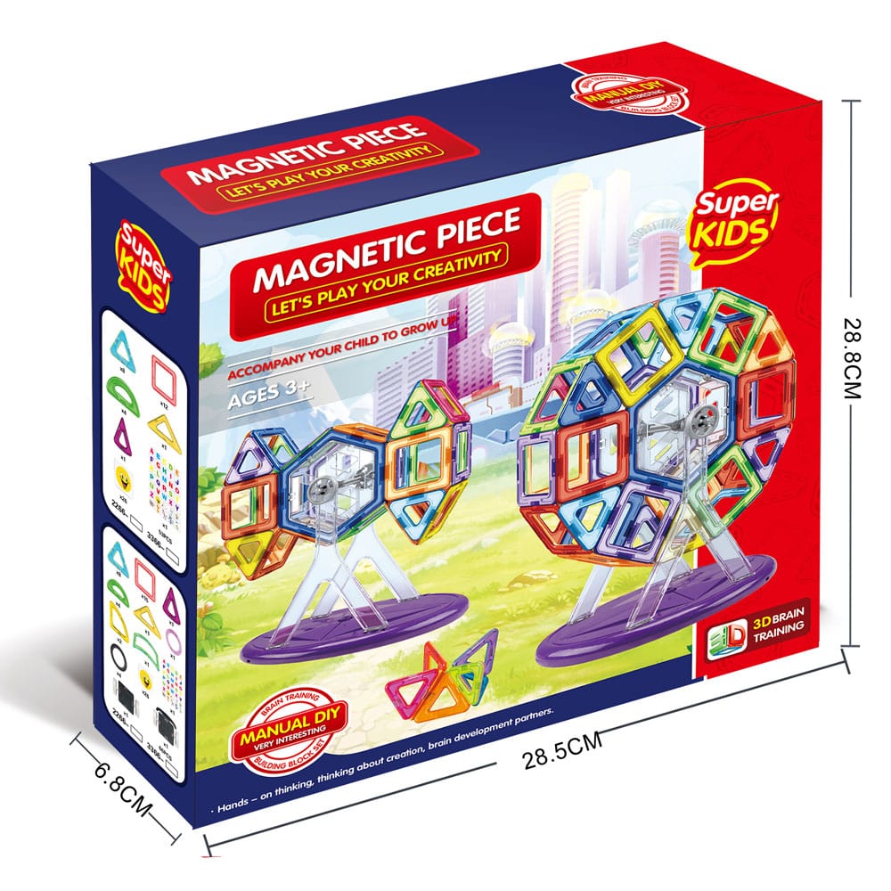 SUPER KIDS Arts & Crafts Solid Color Magnetic Chip Building Block Set 83pcs