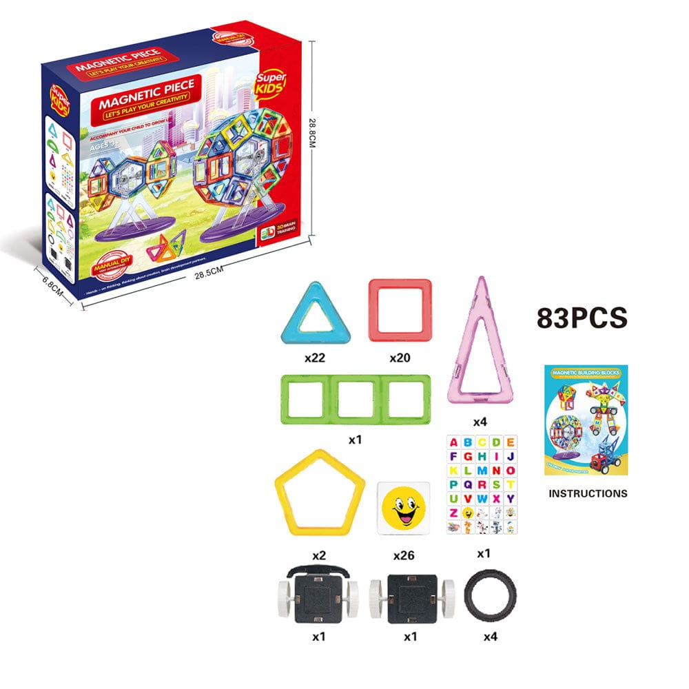 SUPER KIDS Arts & Crafts Solid Color Magnetic Chip Building Block Set 83pcs