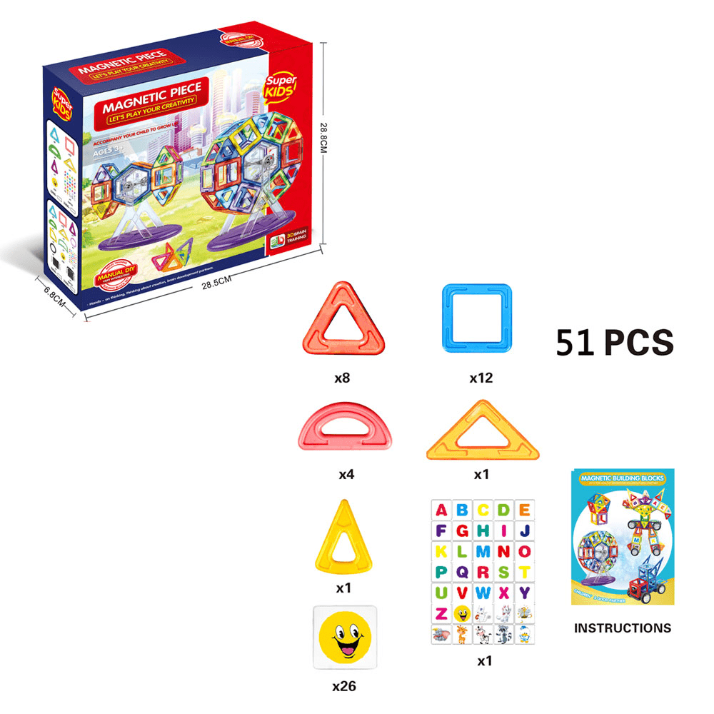 SUPER KIDS Arts & Crafts SUPER KIDS Magnetic Building Blocks Carnival Set,Deluxe Building Set.