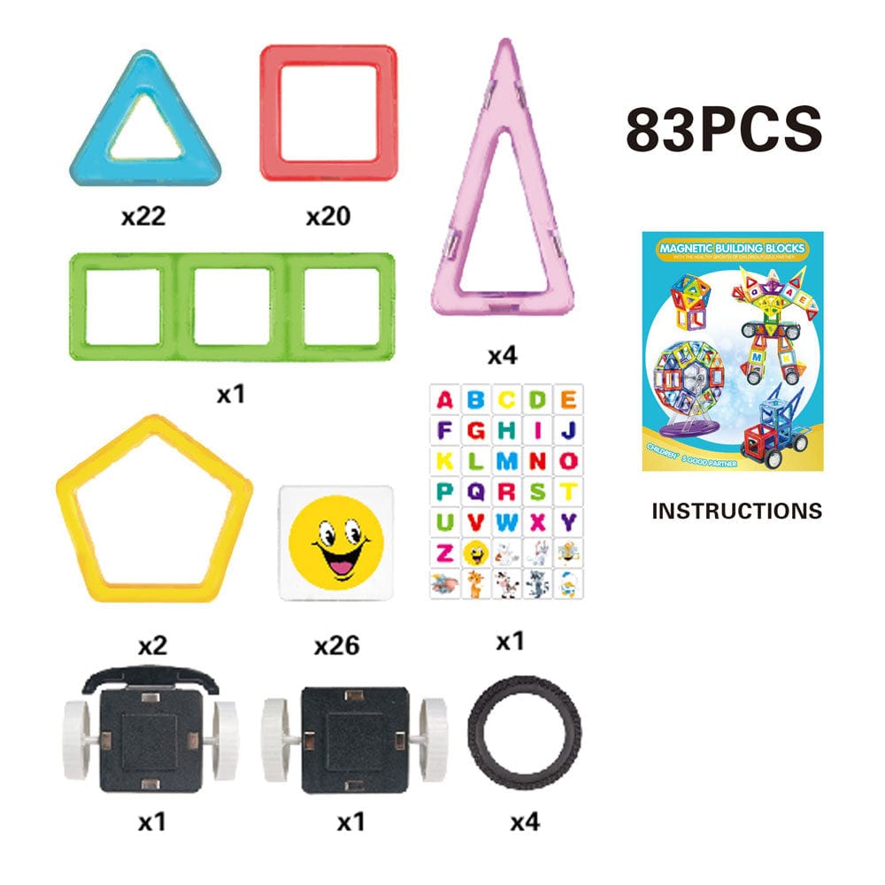 SUPER KIDS Arts & Crafts SUPER KIDS Solid Color Magnetic Chip Building Block Set 83Pcs