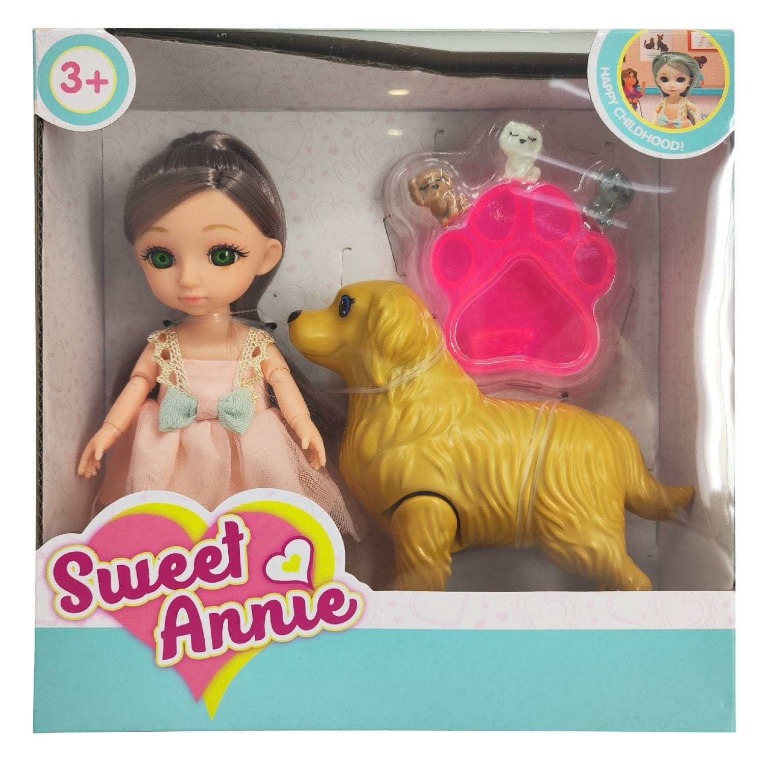 Sweet Annie Toys Sweet Annie 6" Doll  Dog Pet Playset
