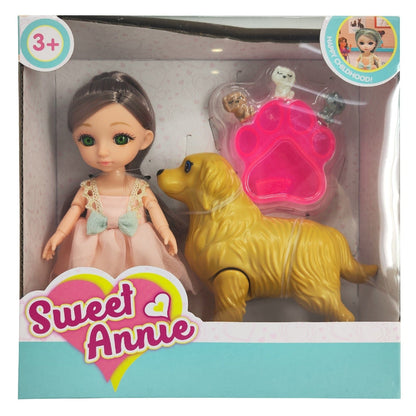 Sweet Annie Toys Sweet Annie 6" Doll  Dog Pet Playset