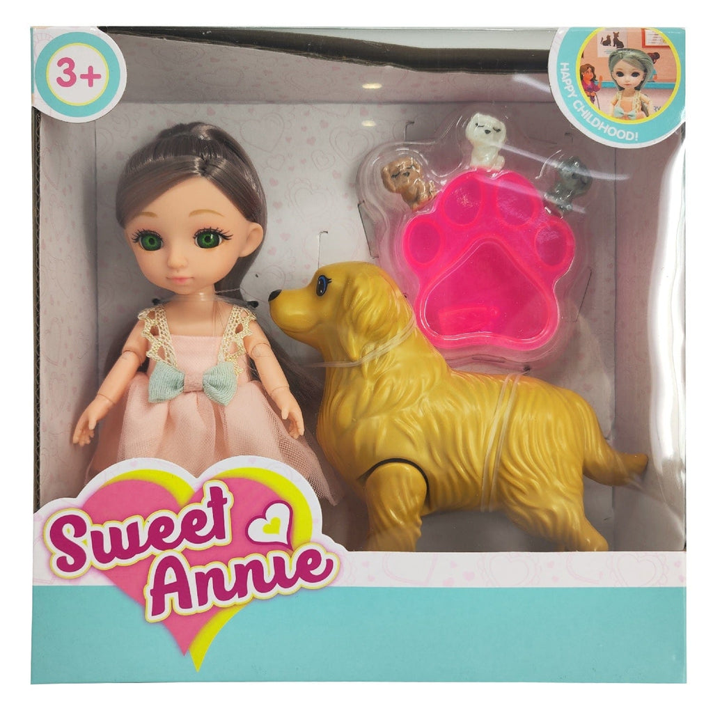 Sweet Annie Toys Sweet Annie 6" Doll  Dog Pet Playset