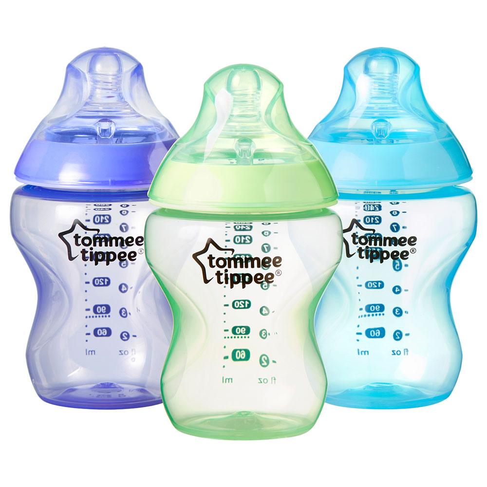 Tommee Tippee baby accessories Tommee Tippee Closer to Nature Feeding Bottle, 260ml x 3 - Boy
