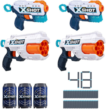 X-Shot Toys X-Shot Excel - Combo Pack (2  Kickback,2 REFLEX 6, 3Cans,48Darts)