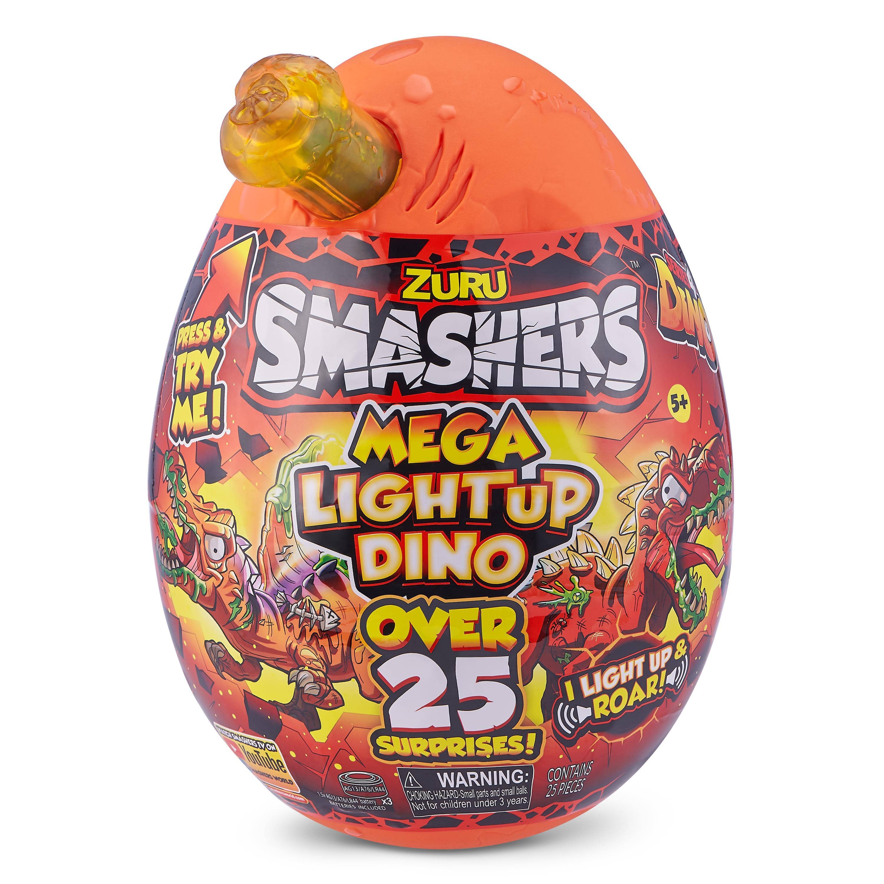 Smashers Epic Egg Mega Light-Up Dino, Dinosaur Toy, 25 Surprises, Mult